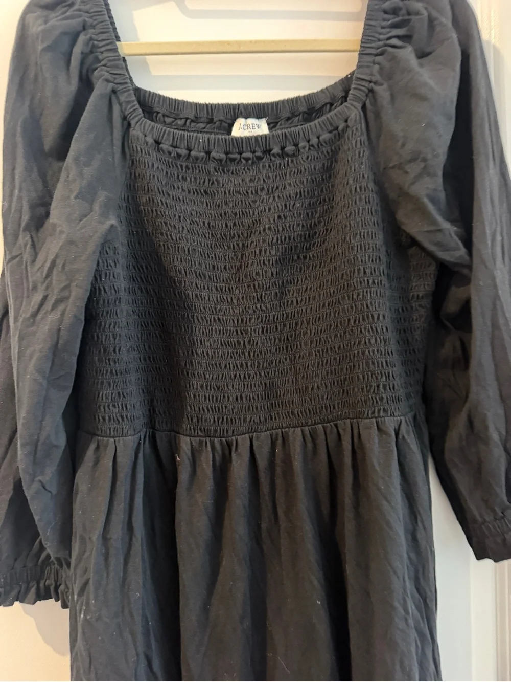 J. Crew Black Smocked Tiered Maxi Dress